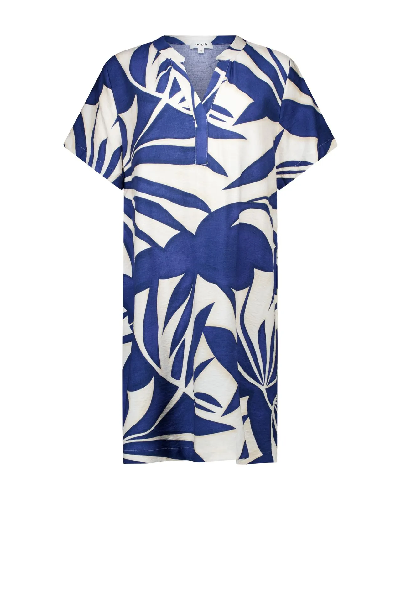 Blauwe midi jurk met botanische print