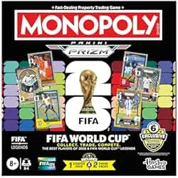 Monopoly Panini Prizm: FIFA World Cup Game I Soccer Board Game with Monopoly Panini Prizm FIFA World Cup 2026 Trading Cards I Ages 8+