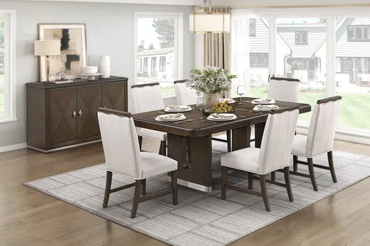 Nobel (7-Piece) Dining Table Set by Homelegance - Brown/White