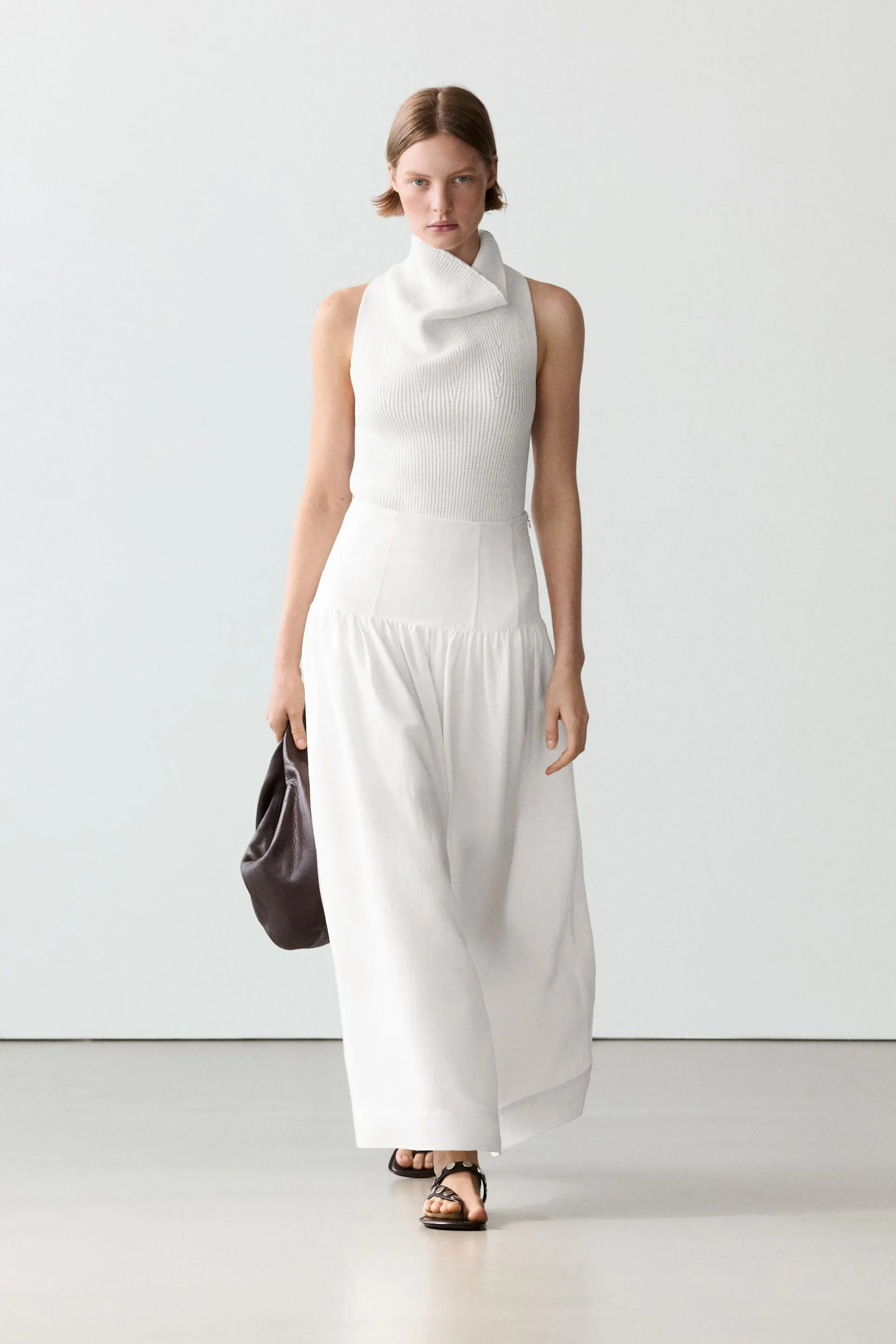 Midi sukně s detailem sedla