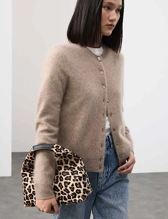 Hair On Leather Animal Print Triangle Grab Bag