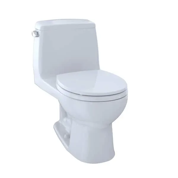 TOTO Eco UltraMax 12 in.​ Rough In One-​Piece 1.​28 GPF Single Flush Round Toilet in Cotton White, SoftClose Seat Included