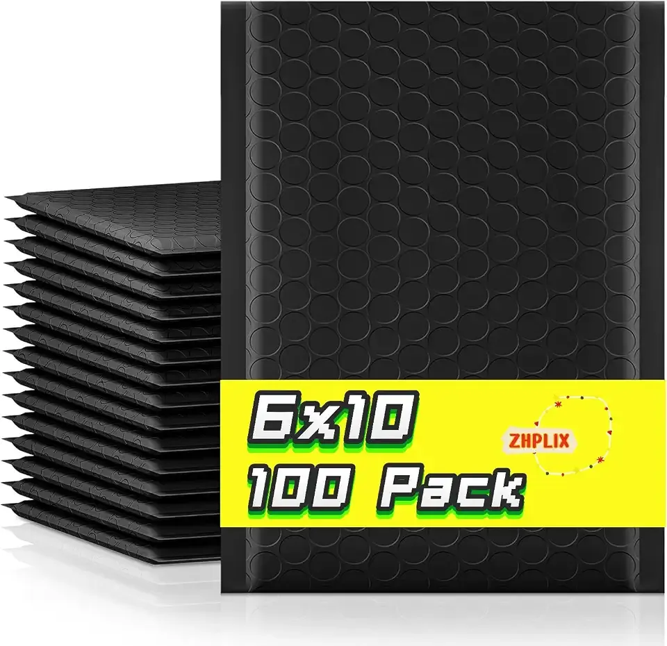 Black Bubble Mailers 6x10 Inch 100 Pack Usable Size 6x9" Waterproof Shipping Bags,Opaque Padded Envelopes Cushioning Padded Mailers for Shipping, Mailing,Small Business Supplies.