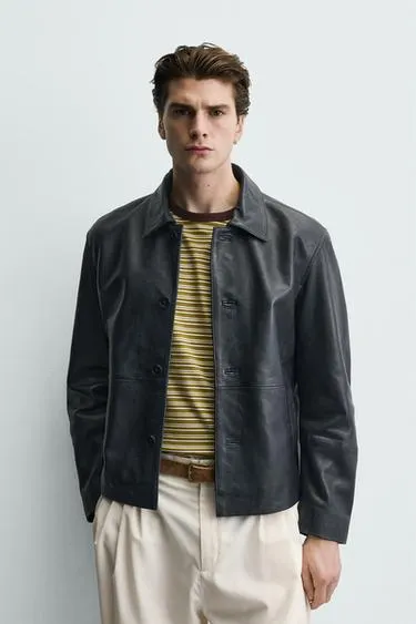 LEATHER RELAXED FIT JACKET