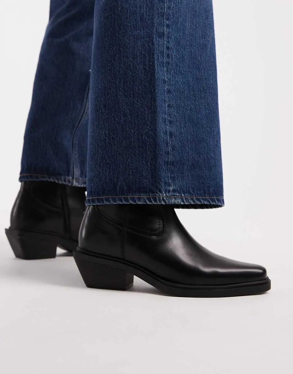 ASOS DESIGN chelsea boots in black with cuban heel and western detailing
