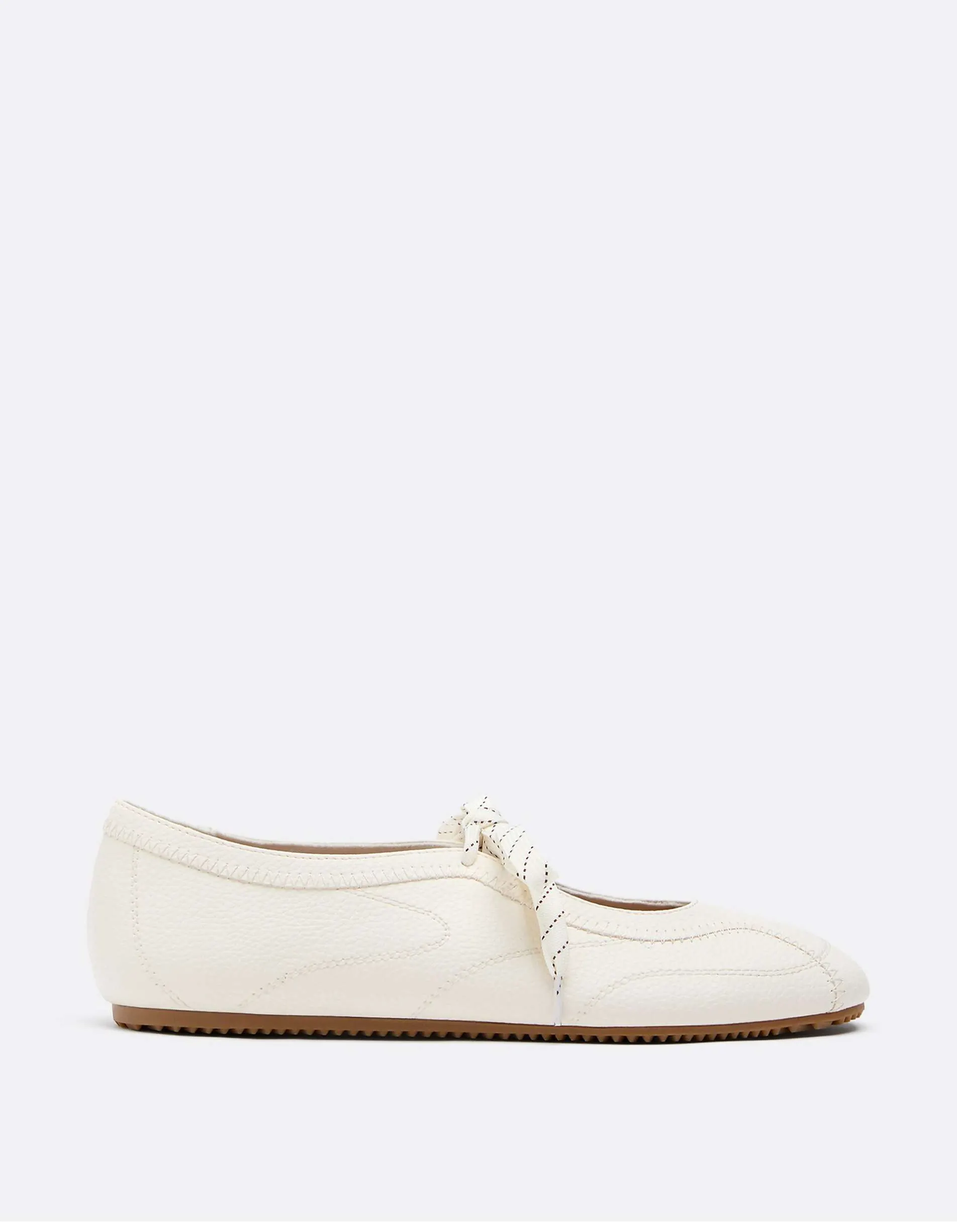 Stradivarius Leather effect sports ballet flats in white