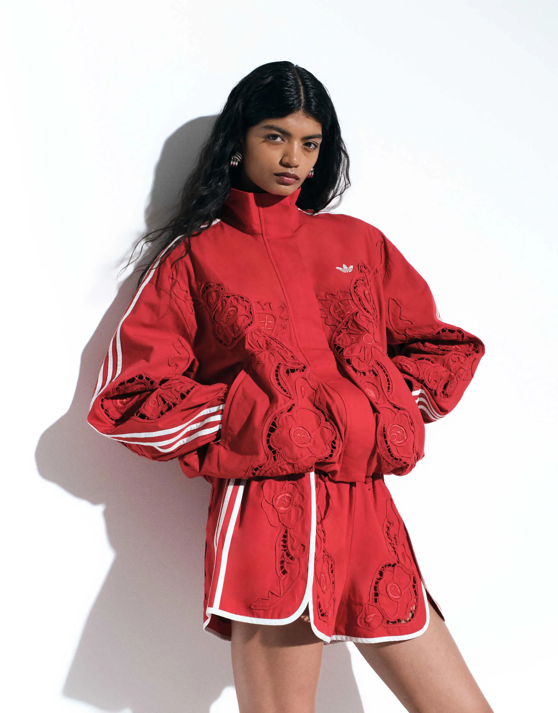 adidas Originals x ASOS oversized cutwork track jacket in red