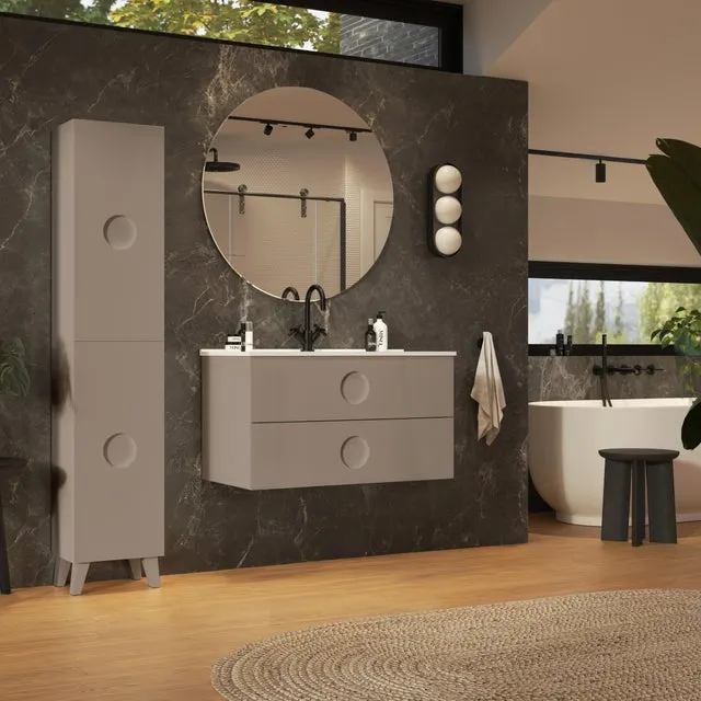 Mueble de baño con lavabo New Sphere Marrón Mate 80x45 cm con 2 cajones