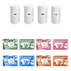 Papel Termico Adhesivo 57mm Color Kit 4 Rollos Impresora Mini