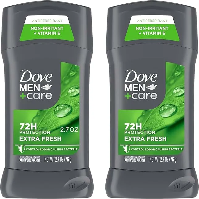 Dove Men+Care Extra Fresh Men's Antiperspirant Deodorant Stick Extra Fresh Twin pack With 72-hour sweat & odor protection with 1/4 Moisturizing Cream & Long-lasting Citrus Scent 2.7 oz