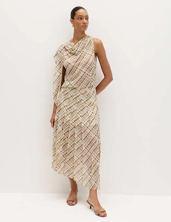 Checked Drape Detail Top