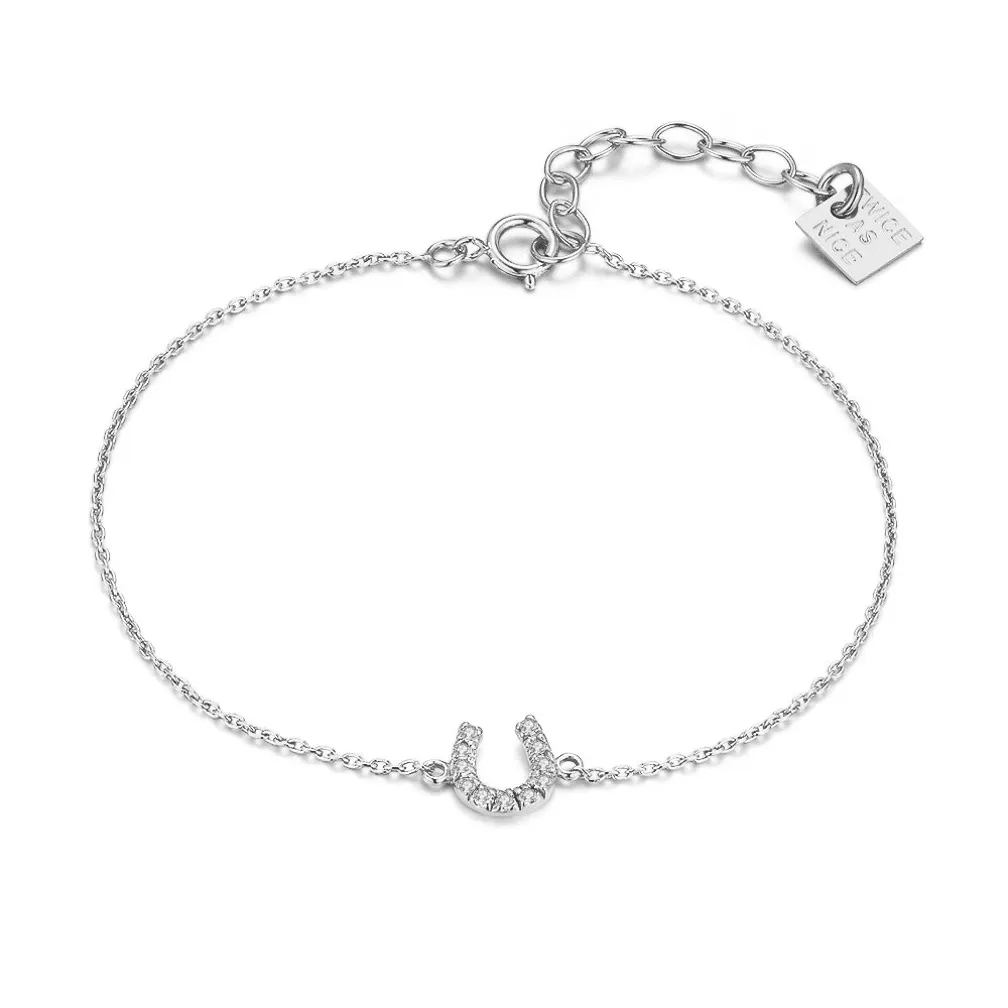 Armband in zilver, hoefijzer met zirkonia
