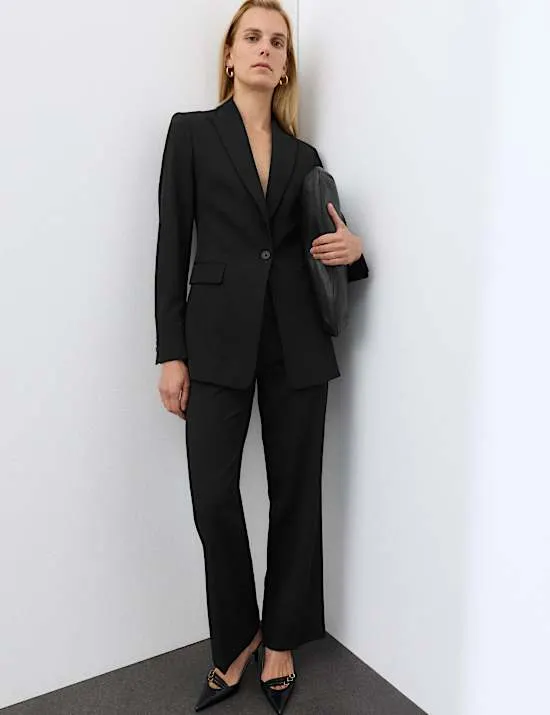 Pure Wool Tailored Straight Leg Trousers