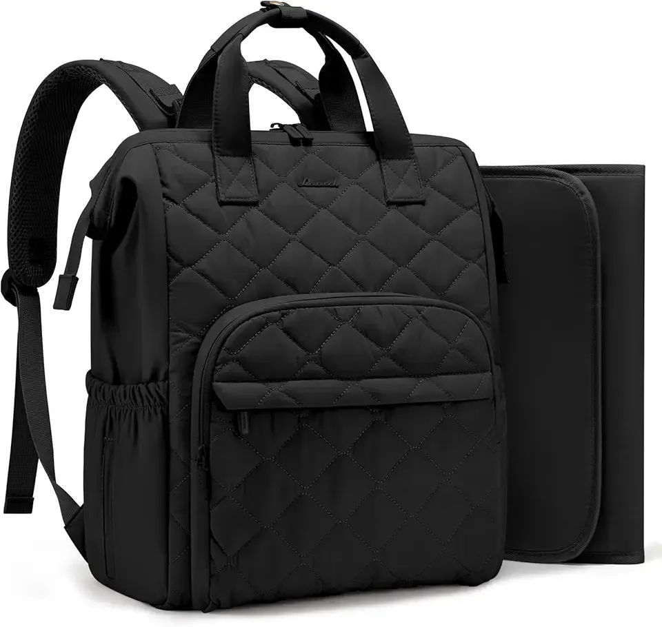 LOVEVOOK Small Diaper Bag Backpack, Mini Baby Bag for Girl Boy with Changing Pad, Diaper Backpack for Mom Dad with Stroller Buckles, Black