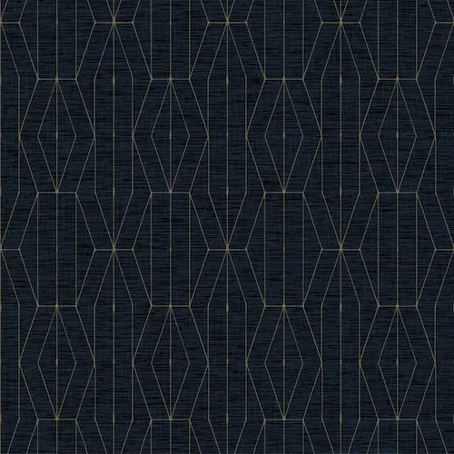 Deco Geometric Indigo Gold Peel and Stick Wallpaper