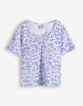 T-shirt - Scollo a cuore - bianco