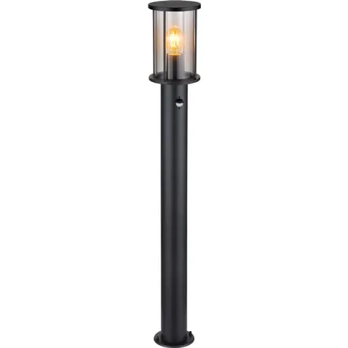 Außen-Wegeleuchte - schwarz matt - rauchfarben - mit Sensor - 100 cm