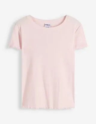 T-shirt - Orlo a conchiglia - Rosa chiaro