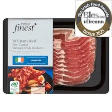 Tesco Finest Unsmoked Dry Cured Streaky Rashers 240G