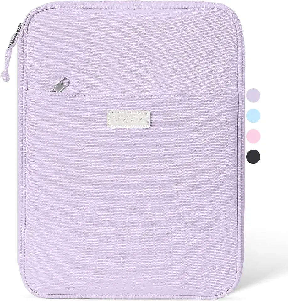 Sooez Zipper Binder Bag, 1 Inch Binders 3 Ring O-Ring, 5-Tab Dividers Expanding File Folder, 500-Sheet Capacity Three Ring Binder, Cute Organizer Storage for Student School Classroom Supplies, Purple