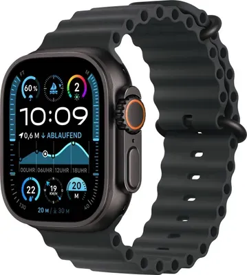 Watch Ultra 2 GPS + Cellular, 49 mm Schwarz Titan­gehäuse, mit Schwarz Ocean Band