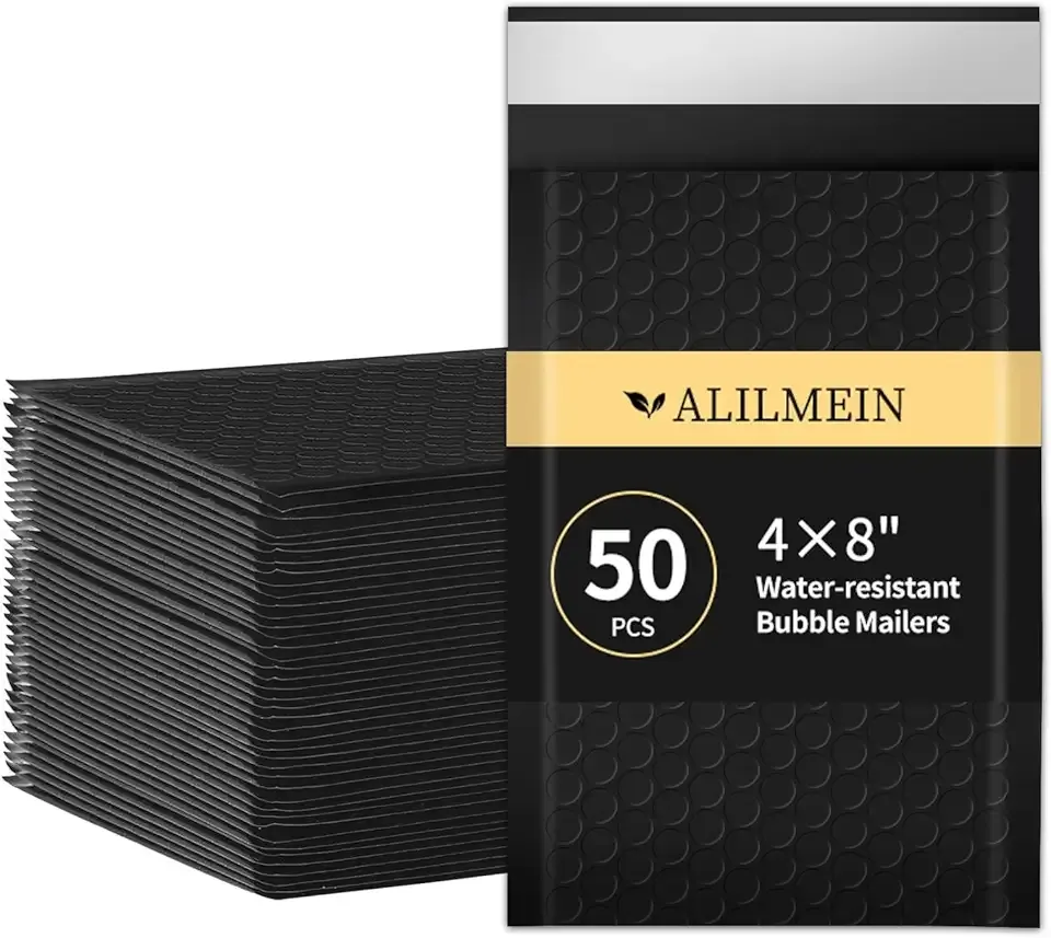 4×8" Inch Bubble Mailers 50 Pack Small Bubble Mailers Waterproof Padded Envelopes Self Seal Adhesive Shipping Bags for Mailing Cards Jewelry Makeup and Small Business Packaging