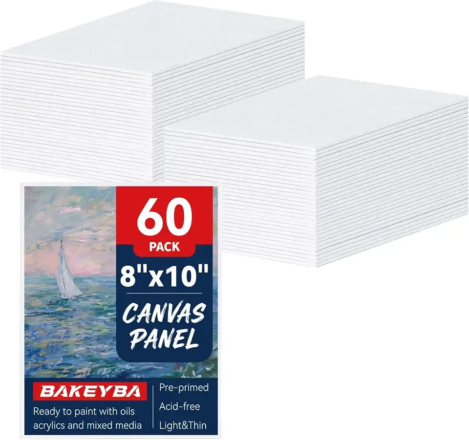 60Pcs 8x10 Canvas Boards for Kids PaintingInch Art Canvas Panels | 100% Cotton White Blank Art Supplies for Acrylics Oil Watercolor Tempera Paints