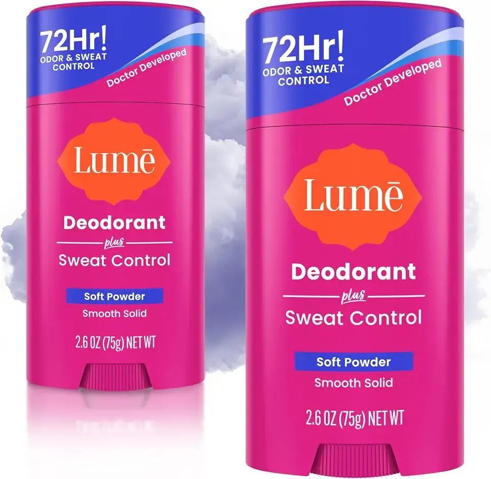 Lume Sweat Control Deodorant Solid Stick, 2 pk (Soft Powder)