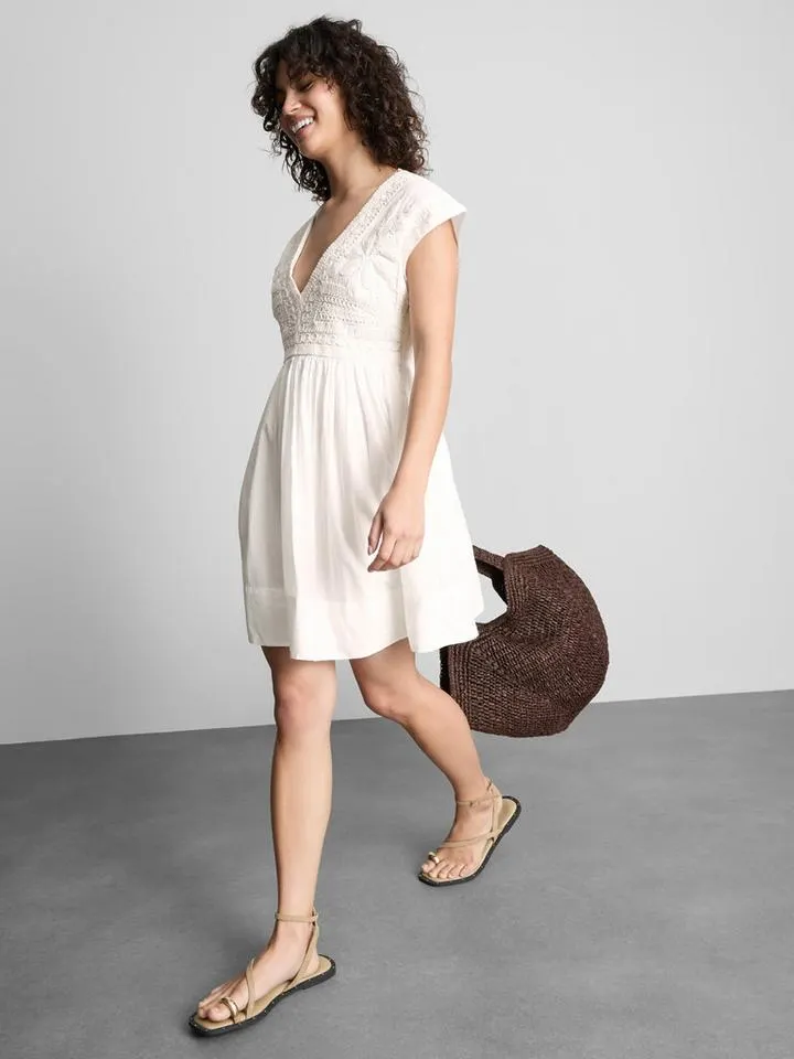 Mini robe Cornelli en coton à col en V