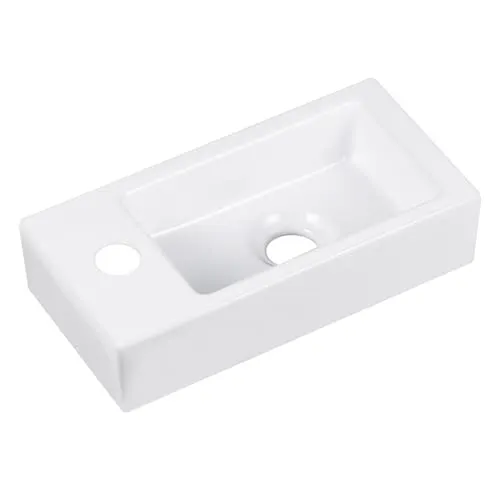 Liberty Ceramic Rectangular Wall Mounted Bathroom Sink in White