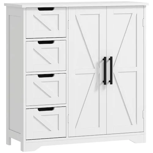 32-inch Bathroom Floor Cabinet with Doors in White