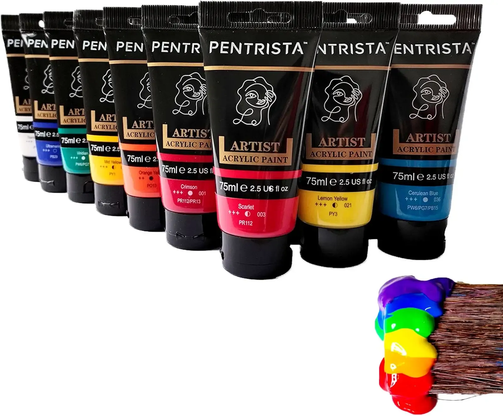 Professional Acrylic Paint Sets-20 Colors(75ml/2.54oz)-Heavy Body Acrylic Paint Tubes,Art Supplies for Canvas Painting,Rocks,woods & Egg, Thick Body Paints for Artists,Adults,Beginners