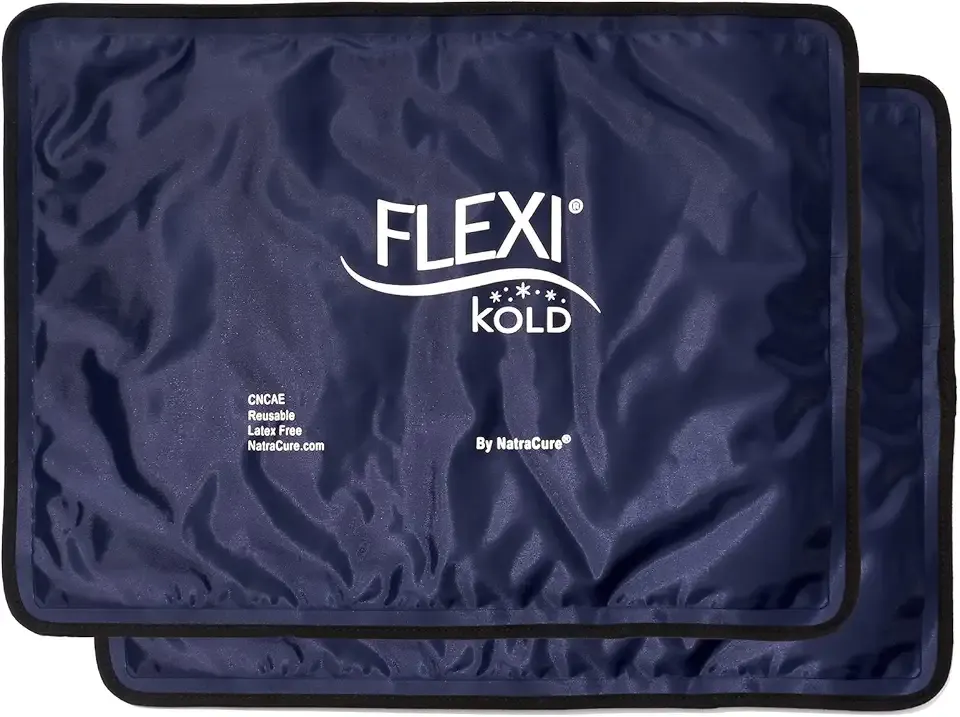 2 FlexiKold Gel Ice Packs (Standard Large: 10.5" x 14.5") - Reusable Cold Pack for Injuries, for Back Pain Relief, Migraine Relief Pad, After Surgery, Postpartum, Headache, Shoulder - 6300-COLD 2PK