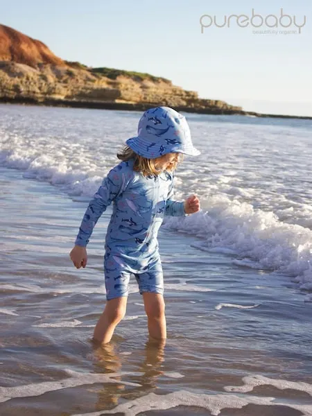 Purebaby Blue Long Sleeve Swim Sunsuit