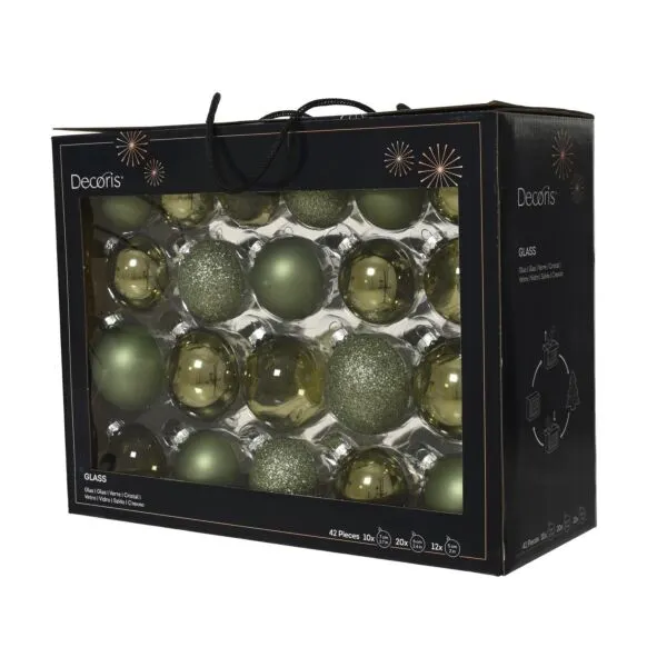 Decoris Kerstbal Glas Rosemarijn 7 cm