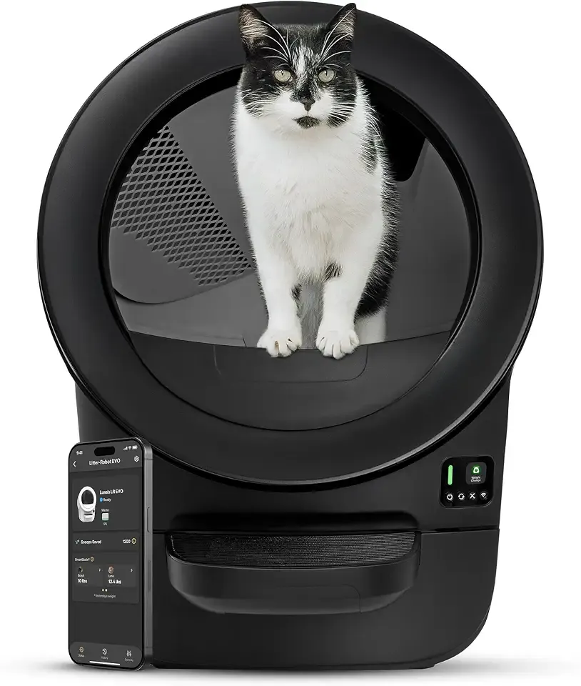 Litter-Robot EVO by Whisker, Black | Automatic Self-Cleaning Cat Litter Box, Compact Space-Saving Design, Advanced Odor Control, Works with Any Clumping Litter