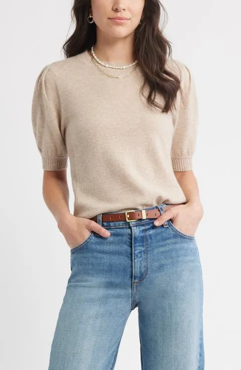 Puff Sleeve Wool & Cashmere Sweater