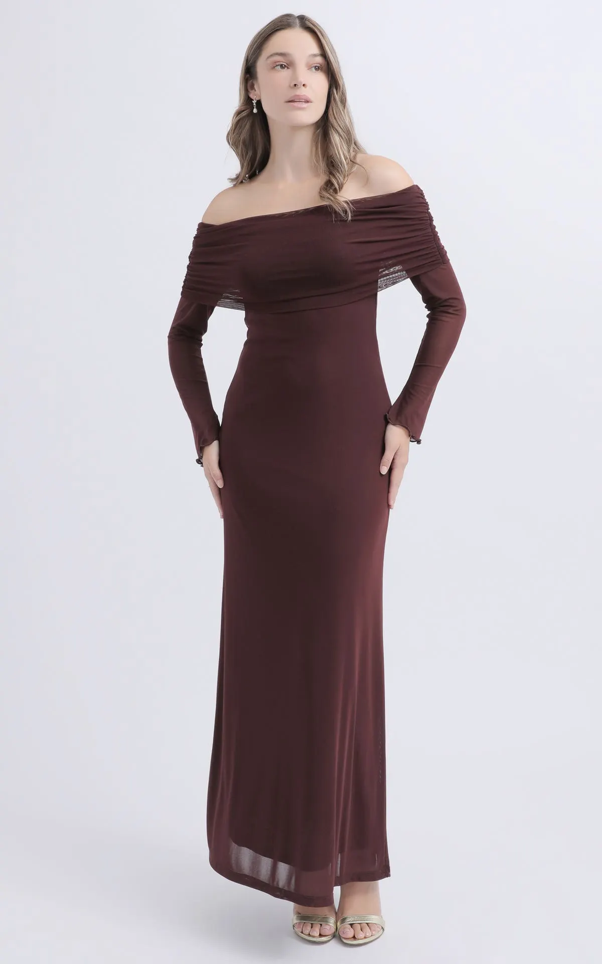 Mesh Off Shoulder Maxi