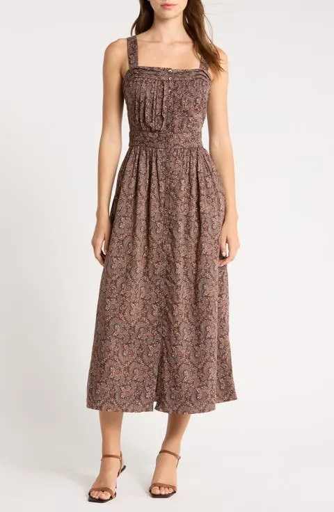 Temecula Paisley Pintuck Cotton Dress