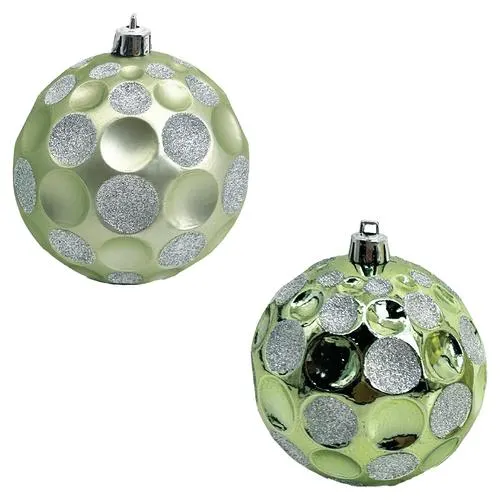 Enchanted Forest® 100mm Light Green Concave/Convex Shatterproof Ornaments - 2 Pack