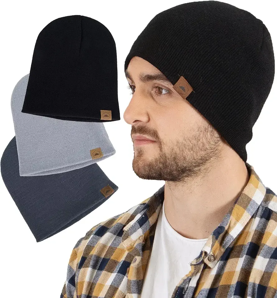 Knit Beanie Hat - Stretch Fit Winter Hats for Men - Breathable Beanie for Women - Durable Acrylic Winter Cap