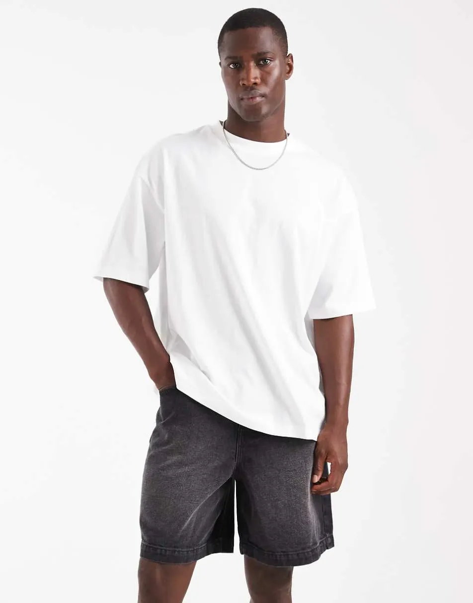 ASOS DESIGN mid length denim jorts in washed black