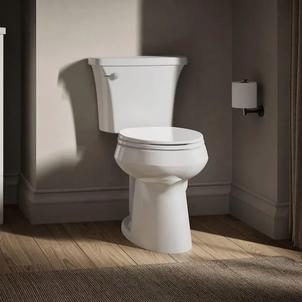 KOHLER Highline Arc 12 in.​ Rough In 2-​Piece 1.​28 GFP Single Flush Elongated Chair Height Toilet in White with Soft Close Seat