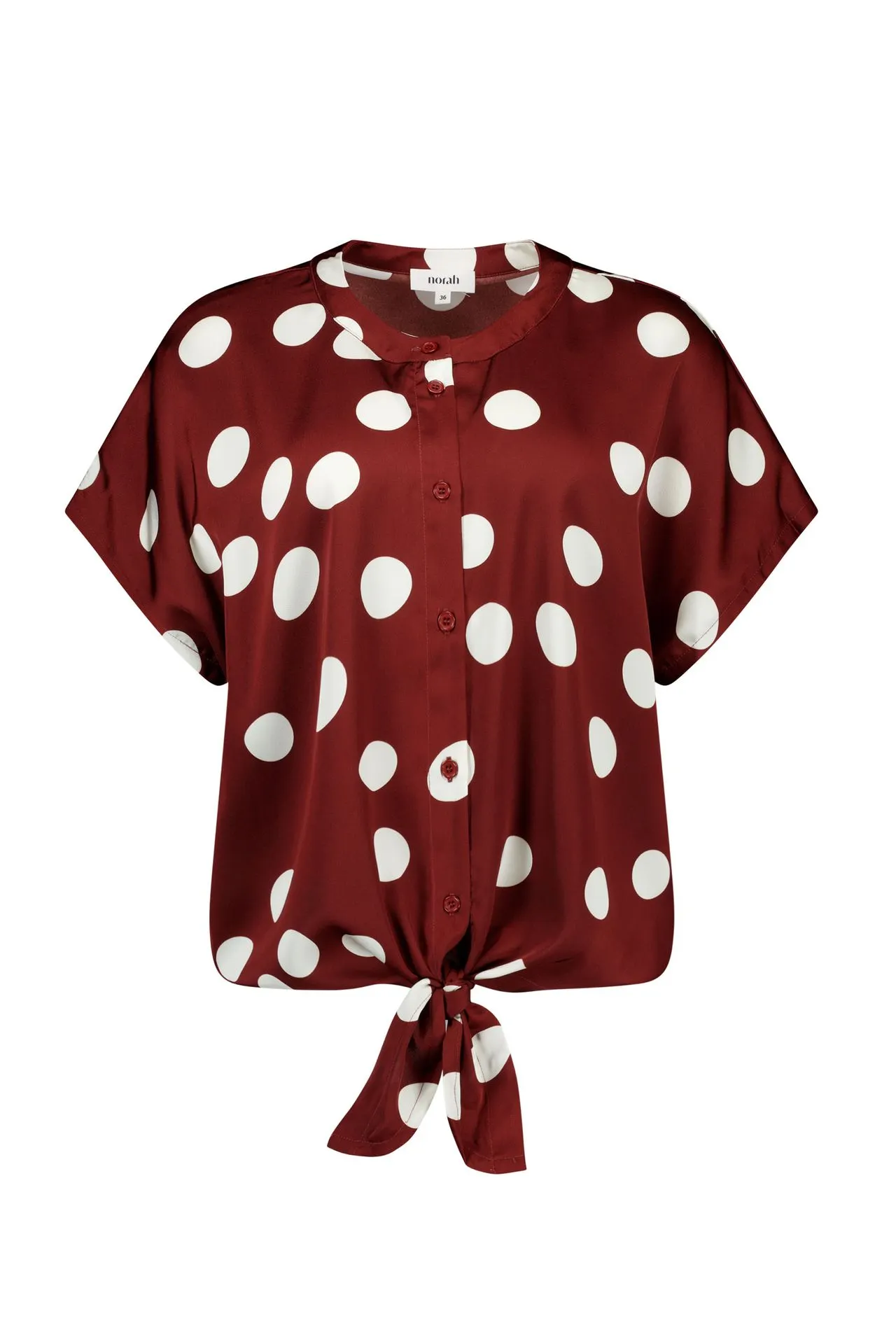 Bruin/ecru polkadot blouse