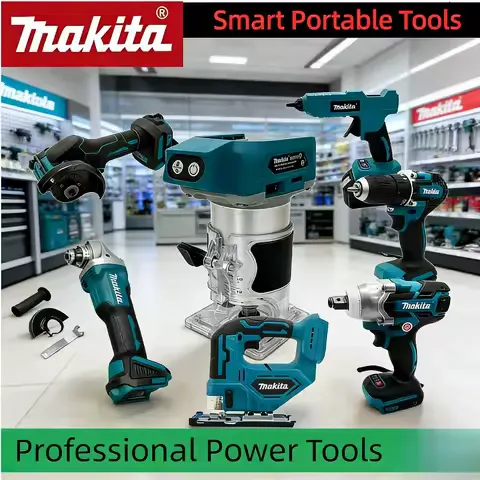 Makita Professional Brushless Combo Kit: Grease Gun, Chainsaw, 18V Angle Grinder,Inflator, Silicone Gun & Cut-off Machine