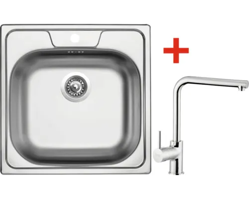 Nerezový dřez s baterií CLASSIC 480 480 x 480 mm + baterie ELKA N8