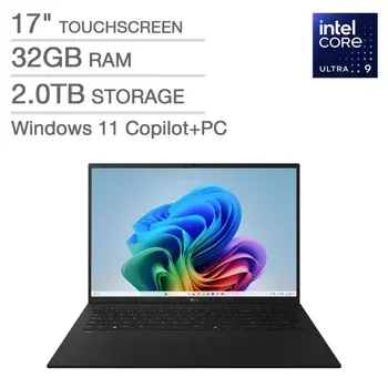 LG gram 17" Copilot+ PC, Thin and Lightweight Laptop, Windows 11 Home, Intel Evo Edition - Intel Core Ultra 9, 32GB RAM, 2TB SSD, Black
