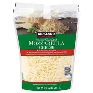 Kirkland Signature Shredded Mozzarella Cheese, 2.5 lbs, 2-count