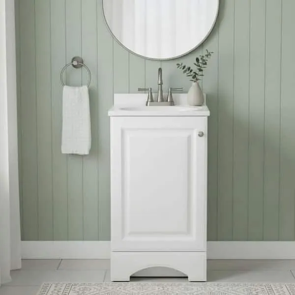 Glacier Bay 19 in.​ Single Sink White Freestanding Bath Vanity with White Cultured Marble Top (Assembled)​