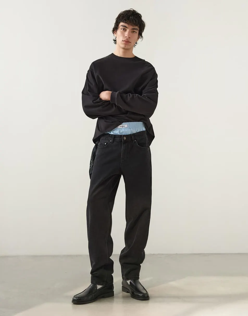 Bershka Straight-leg jeans in black